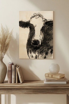 B&Q -  Cow Portrait Sketch Ii Wood Art Print Plywood Wall Art