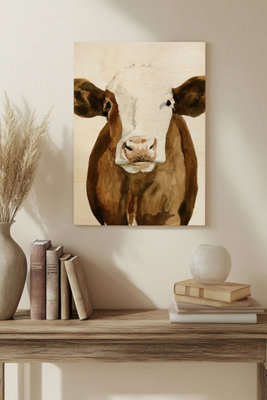 B&Q -  Cow Gaze Ii Wood Art Print Plywood Wall Art