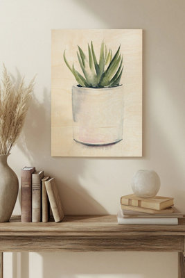 B&Q -  Potted Succulent Iii Wood Art Print Plywood Wall Art