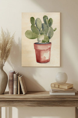 B&Q -  Potted Succulent I Wood Art Print Plywood Wall Art