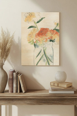B&Q -  Soft Posy Sketch I Wood Art Print Plywood Wall Art