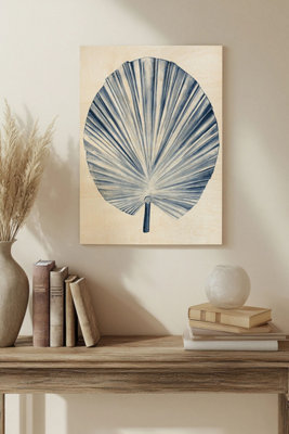 B&Q -  Indigo Tropical Leaves Iv Wood Art Print Plywood Wall Art
