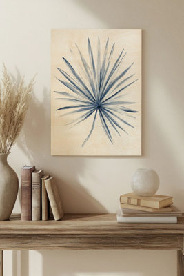 B&Q -  Indigo Tropical Leaves Ii Wood Art Print Plywood Wall Art