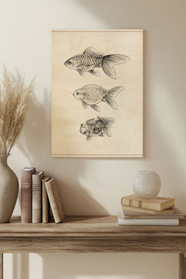 B&Q -  Goldfish Iv Wood Art Print Plywood Wall Art