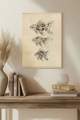 B&Q -  Goldfish Ii Wood Art Print Plywood Wall Art