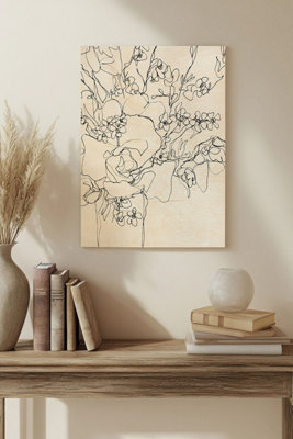 B&Q -  Contour Bouquet I Wood Art Print Plywood Wall Art