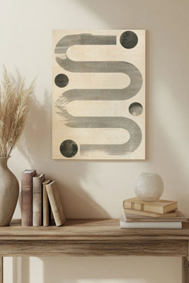 B&Q -  Lunar Maze Iv Wood Art Print Plywood Wall Art