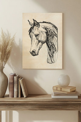 B&Q -  Equine Contour Ii Wood Art Print Plywood Wall Art