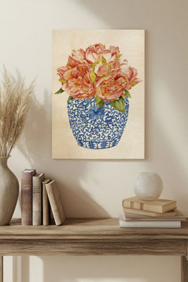 B&Q -  Sweet Peonies I Wood Art Print Plywood Wall Art