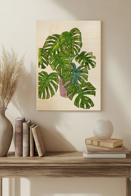 B&Q -  Potted Jungle I Wood Art Print Plywood Wall Art