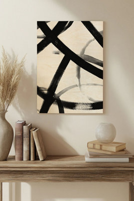 B&Q -  Monochrome Ripple Ii Wood Art Print Plywood Wall Art