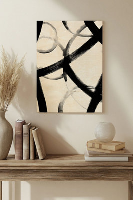 B&Q -  Monochrome Ripple I Wood Art Print Plywood Wall Art