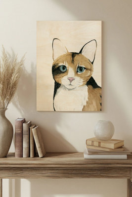 B&Q -  Cat Portrait Ii Wood Art Print Plywood Wall Art