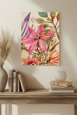 B&Q -  Happy Flowers Collection B Wood Art Print Plywood Wall Art