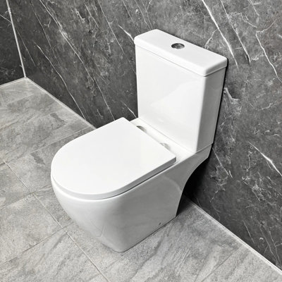 Hydros Tornado Flush Toilet Water Saving Rimless Inc Soft Close Seat Open Back Tamara from B&Q