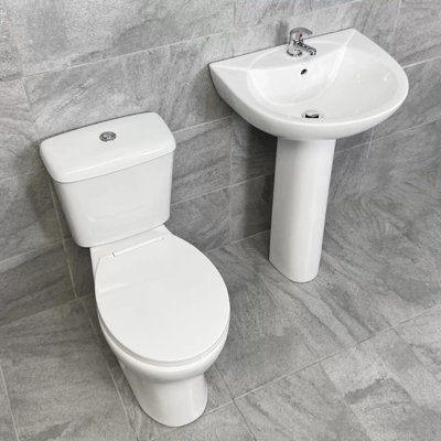 Hydros Gillian Rimless Toilet And Basin Sink Set Bathroom Suite Modern Style Round from B&Q
