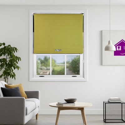 Furnished Triple Square Eyelet Blackout Blind Free Cut ServiceGreen (W)120Cm X (L)165Cm from B&Q