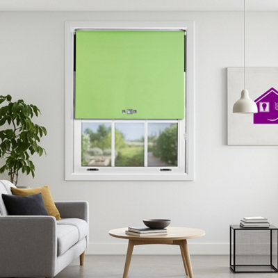 Furnished Triple Square Eyelet Blackout Blind Free Cut ServiceLime (W)90Cm X (L)210Cm from B&Q
