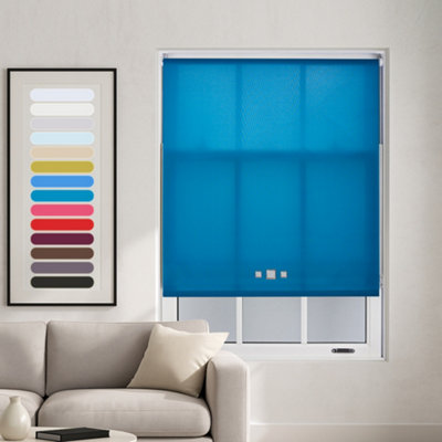 Chrome Triple Square Eyelet Daylight Roller Blind(W)180Cm X (L)165Cm Teal Blind From Furnished from B&Q