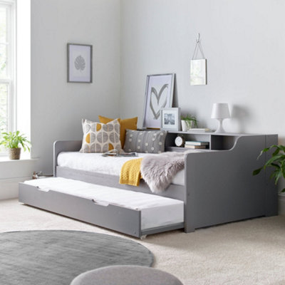 Rest Relax Trent Wooden Guest Single Bed With Trundle Grey from B&Q