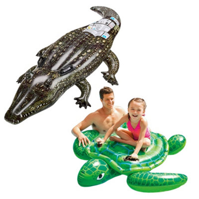 B&Q -  Realistic Gator And Lil Turtle Swimming Pool Ride-On
