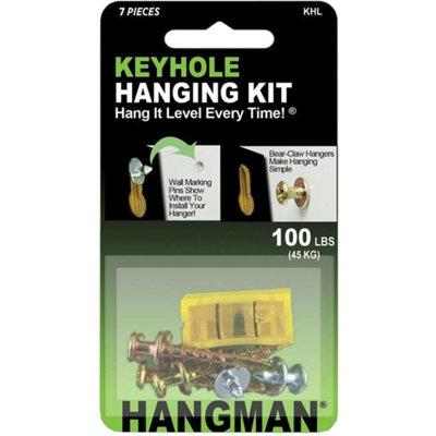 Hangman Keyhole Picture Hanging Kit 45Kg (100Lbs)4 Bearclaw Hangers from B&Q