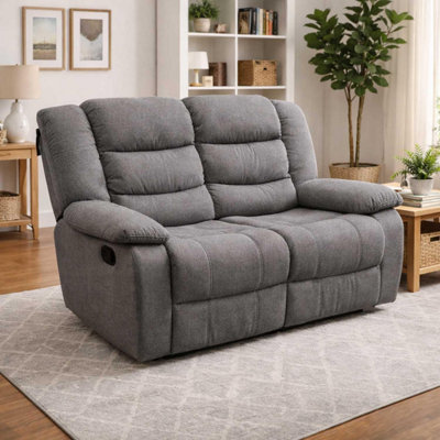 Furnishings For Less UK Manhattan Grey 2 Seater Fabric Reclining Sofa Recliner from B&Q