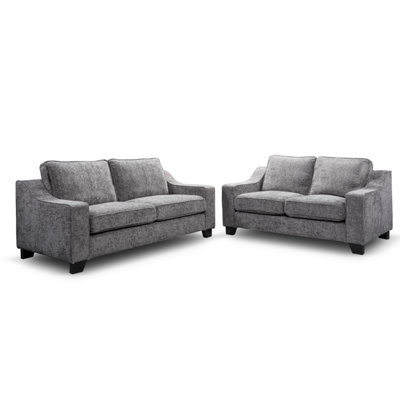 Furnishings For Less UK Nebraska Modern Slate Grey 3 + 2 Sofa Suite Chenille Fabric from B&Q