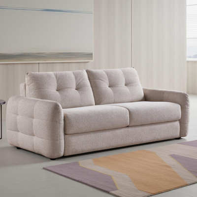 Furnishings For Less UK Aspen Fabric 3 Seater Manual Pull Out Large Sofa Bed Beige Living Room Sleeper from B&Q