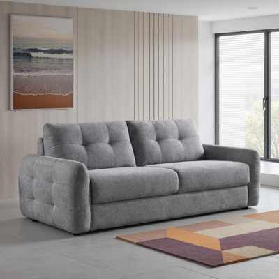 Furnishings For Less UK Aspen Fabric 3 Seater Manual Pull Out Large Sofa Bed Grey Living Room Sleeper from B&Q