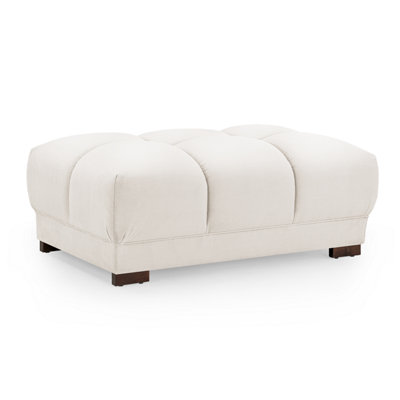 Furnishings For Less UK Zura Cream Fabric Large Footstool Sofa Accessory Wooden Legs from B&Q