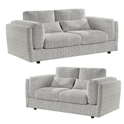 Furnishings For Less UK Bali Modern 3 + 2 Sofa Suite Chenille Fabric Grey from B&Q
