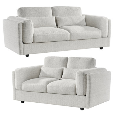 Furnishings For Less UK Bali Modern 3 + 2 Sofa Suite Chenille Fabric Beige from B&Q