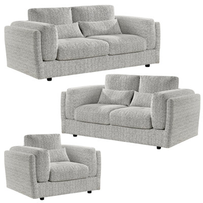 Furnishings For Less UK Bali 3 Piece Sofa Suite Chenille Modern 3 + 2 + 1 Grey from B&Q