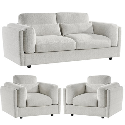 Furnishings For Less UK Bali 3 Piece Sofa Suite Chenille Modern 3 + 1 + 1 Beige from B&Q