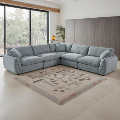 Furnishings For Less UK Berti Fabric Grey Modern L Shaped 5 Seater Corner Sofa from B&Q