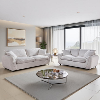 Furnishings For Less UK Berti Modern Beige Fabric Sofa Suite Curved Arms from B&Q