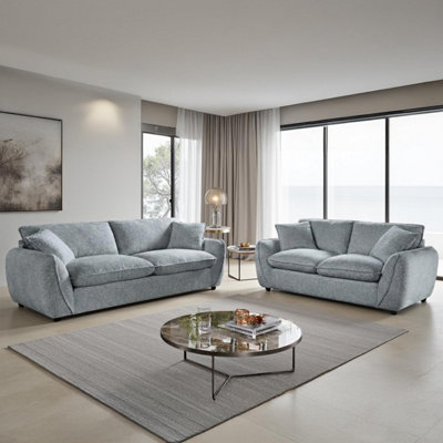 Furnishings For Less UK Berti Modern Grey Fabric Sofa Suite Curved Arms from B&Q