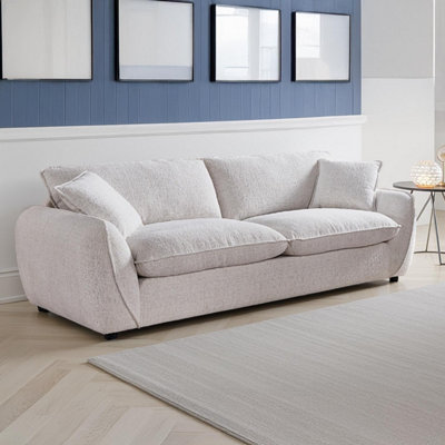 Furnishings For Less UK Berti Modern Beige Fabric 3 Seater Sofa Curved Arms from B&Q
