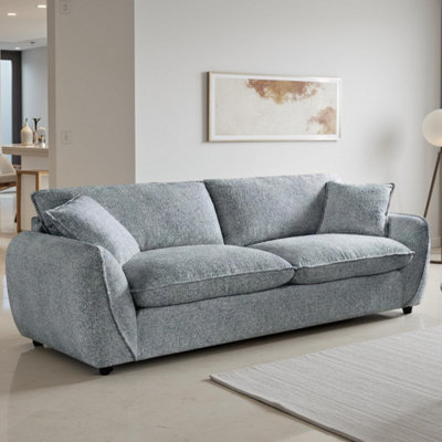 Furnishings For Less UK Berti Modern Grey Fabric 3 Seater Sofa Curved Arms from B&Q