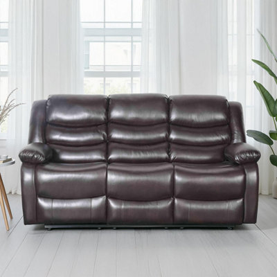 Furnishings For Less UK Cortland Leather Look 3 Seater Manual Reclining Sofa Brown from B&Q