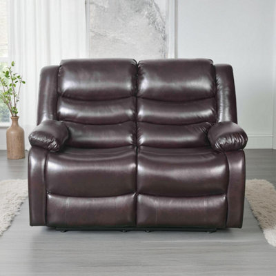 Furnishings For Less UK Cortland Leather Look 2 Seater Manual Reclining Sofa Brown from B&Q