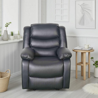 Furnishings For Less UK Cortland Leather Look Single Seater Armchair Manual Reclining Black from B&Q