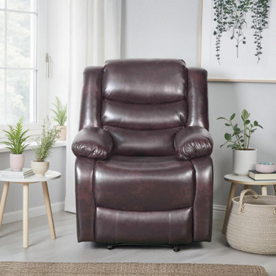 Furnishings For Less UK Cortland Leather Look Single Seater Armchair Manual Reclining Brown from B&Q