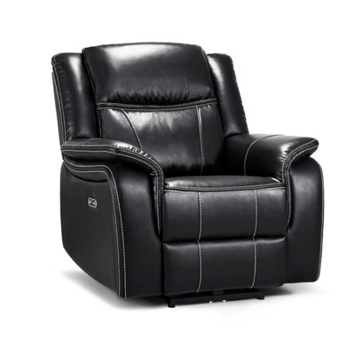 Furnishings For Less UK Orlando Leather Black Armchair Electric Recliner from B&Q