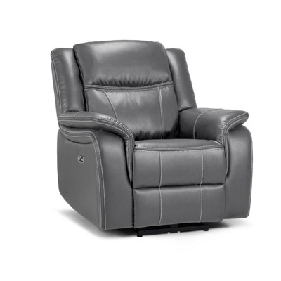 Furnishings For Less UK Orlando Leather Grey Armchair Electric Recliner from B&Q