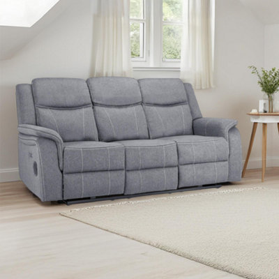 Furnishings For Less UK Orlando Grey Fabric 3 Seater Electric Reclining Sofa Usb Cup Holder from B&Q