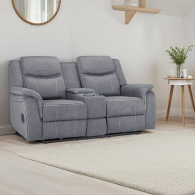 Furnishings For Less UK Orlando Grey Fabric 2 Seater Electric Reclining Sofa Centre Console from B&Q