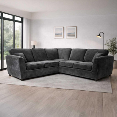 Furnishings For Less UK Ascot 5 Seater Corner Sofa Chenille Fabric Charcoal from B&Q