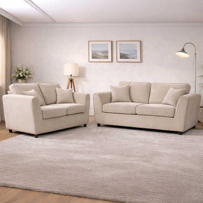 Furnishings For Less UK Ascot 3 + 2 Seater Sofa Set Chenille Fabric Beige from B&Q